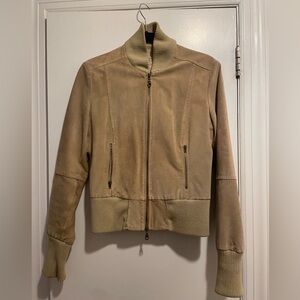 Tan Suede Bomber Jacket
